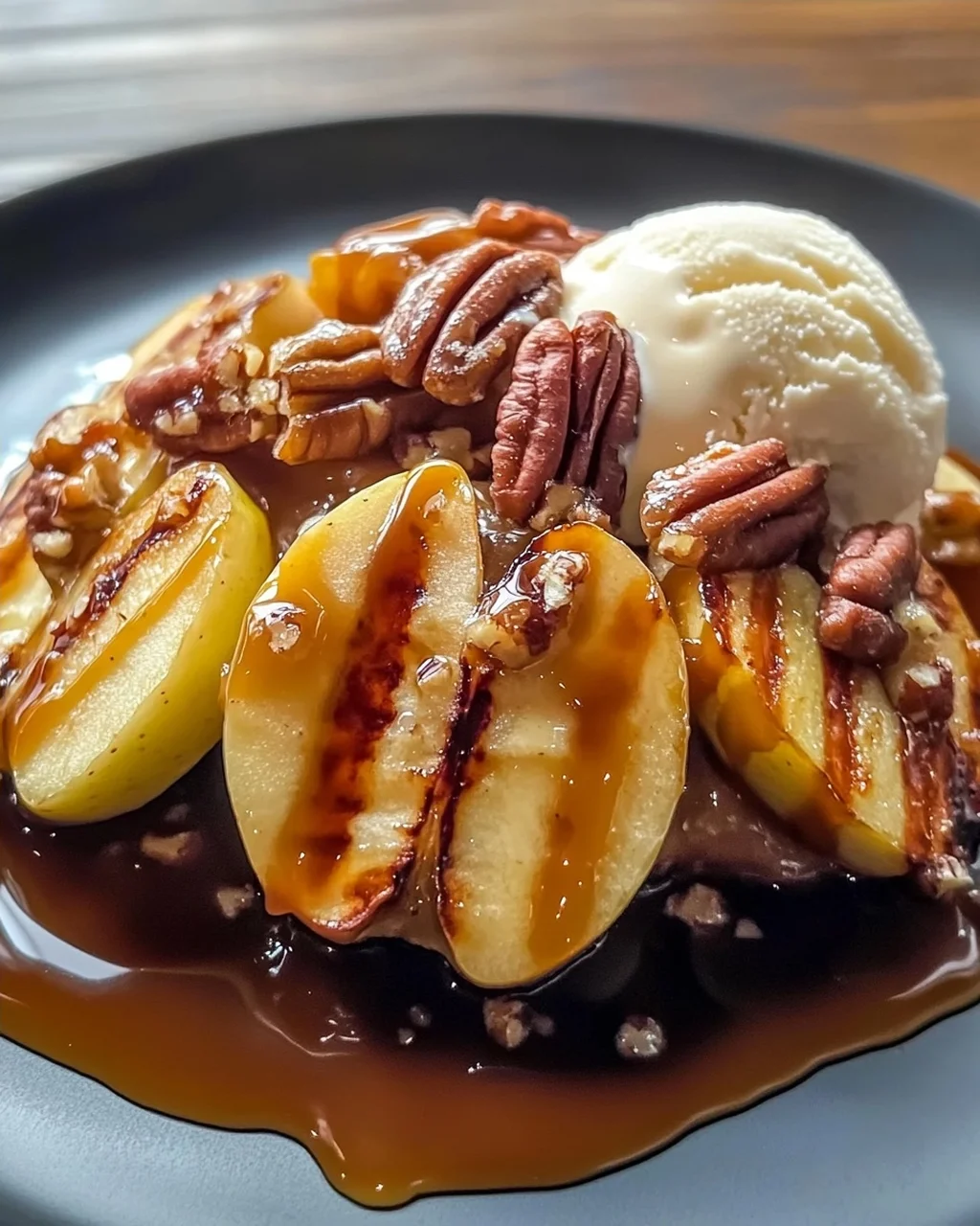 Blühende Gegrillte Äpfel mit Karamell und Nüssen