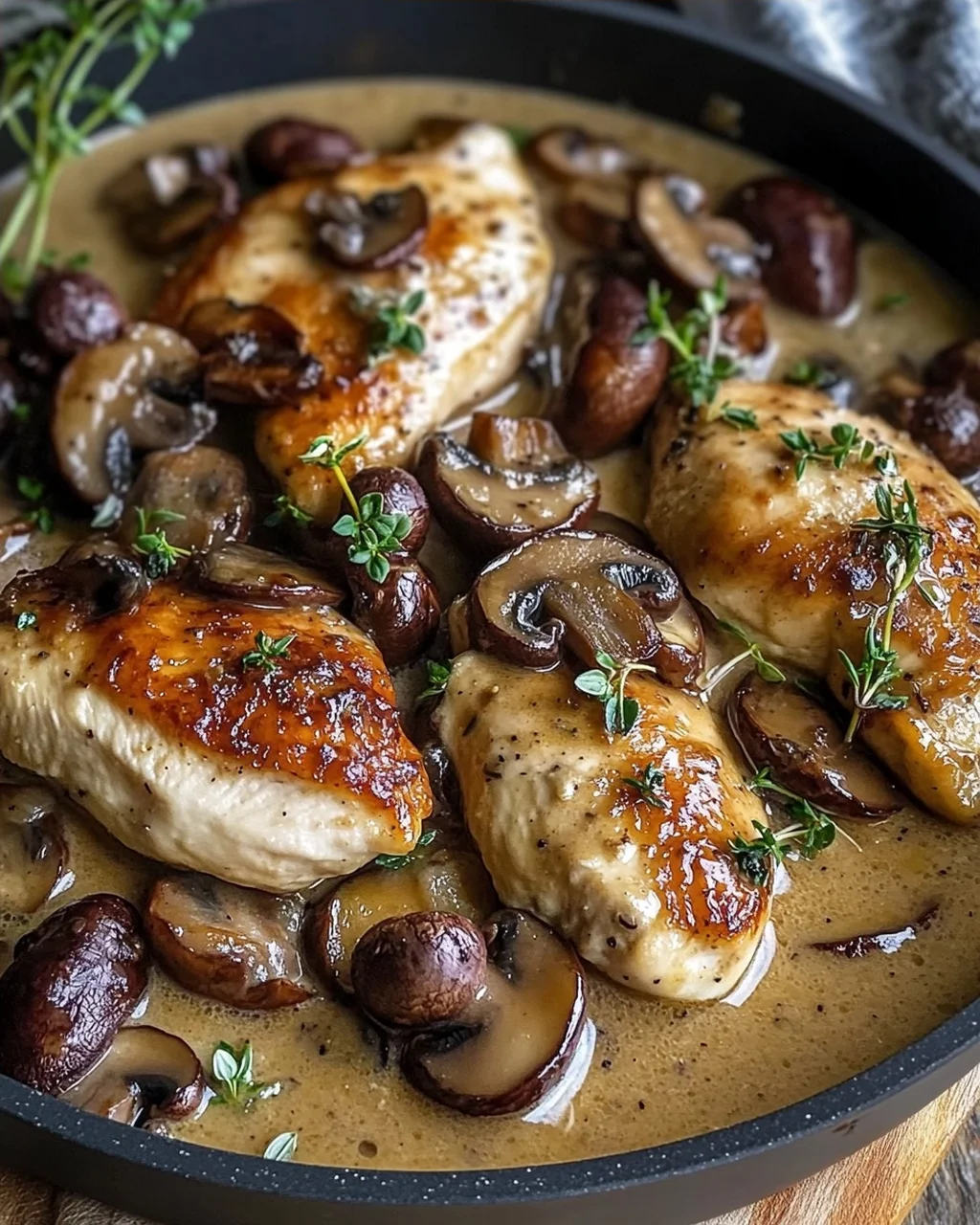 Cremiges Marsala-Hähnchen mit Balsamico Pilzen