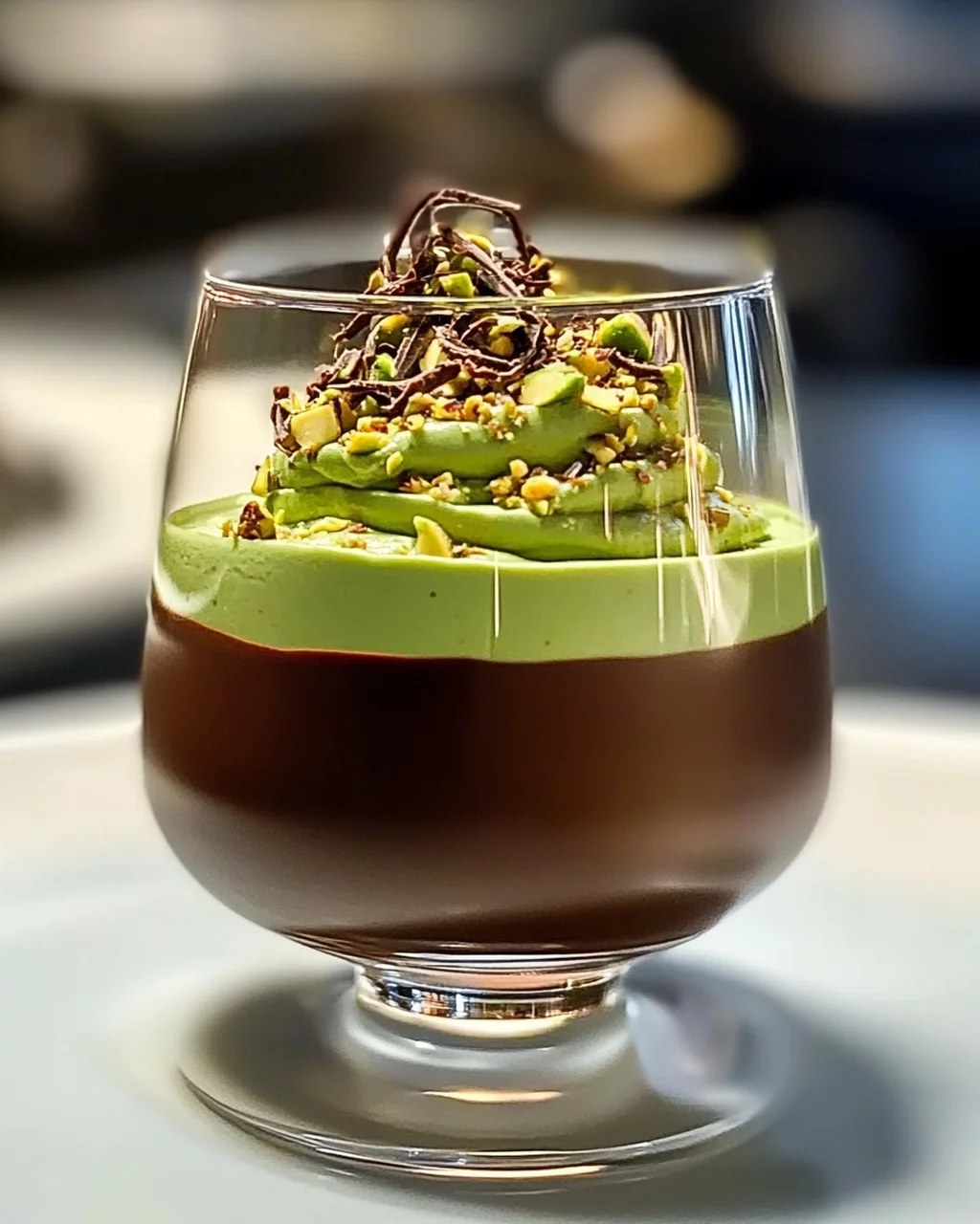 Cremiges Pistazienmousse mit Schokoladenganache Rezept