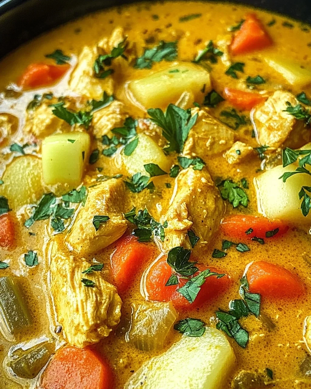Currysuppe mit Hähnchen