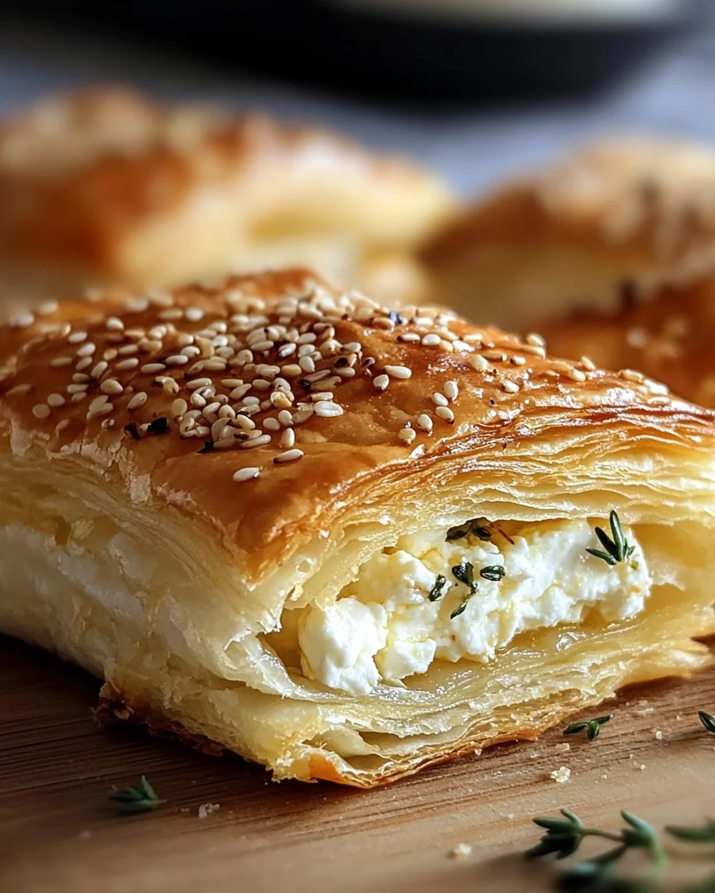 Feta im Blätterteig mit Sesam und Thymian