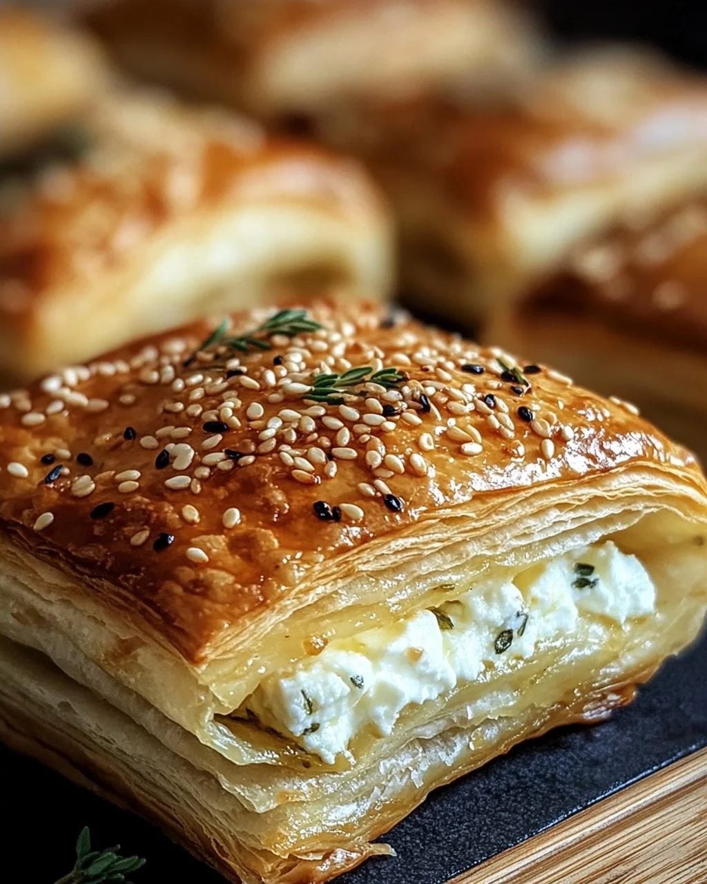 Feta im Blätterteig mit Sesam und Thymian