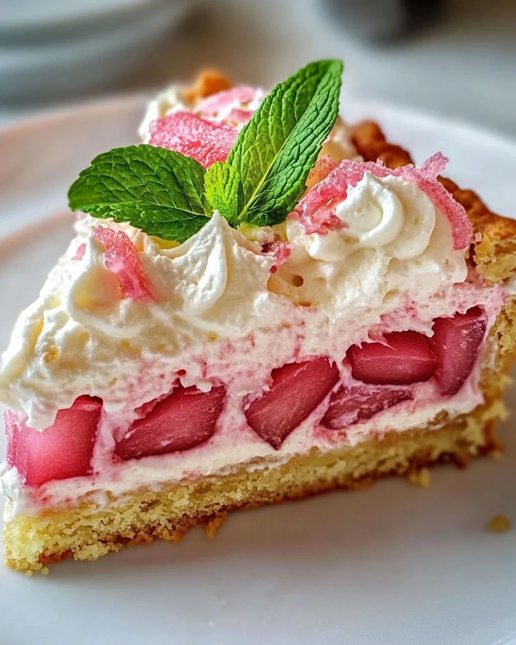 Fluffy Rhubarb Sour Cream Cake with Shortcrust Pastry Recipe