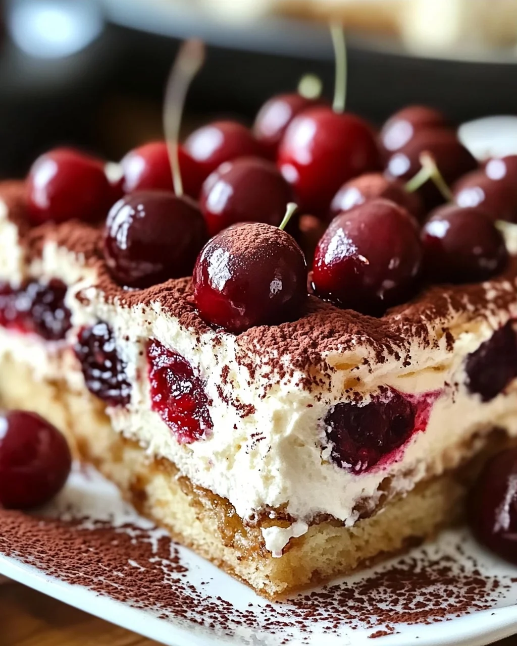 Fruchtiges Kirsch-Tiramisu mit Amaretto-Geschmack (alkoholfrei)