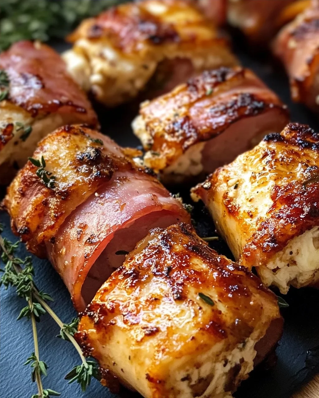 Gegrillte Feta-Schinkenröllchen