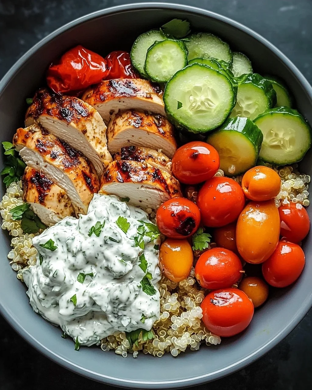 Griechische Hähnchen-Tzatziki Bowl