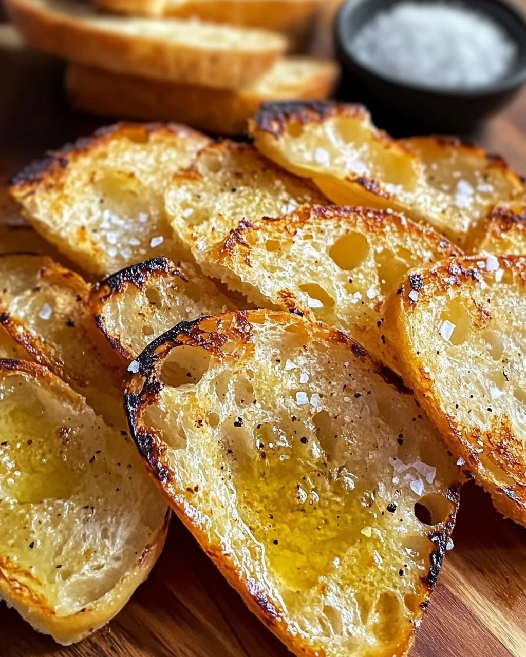 Grillbrot mit Olivenöl und Meersalz