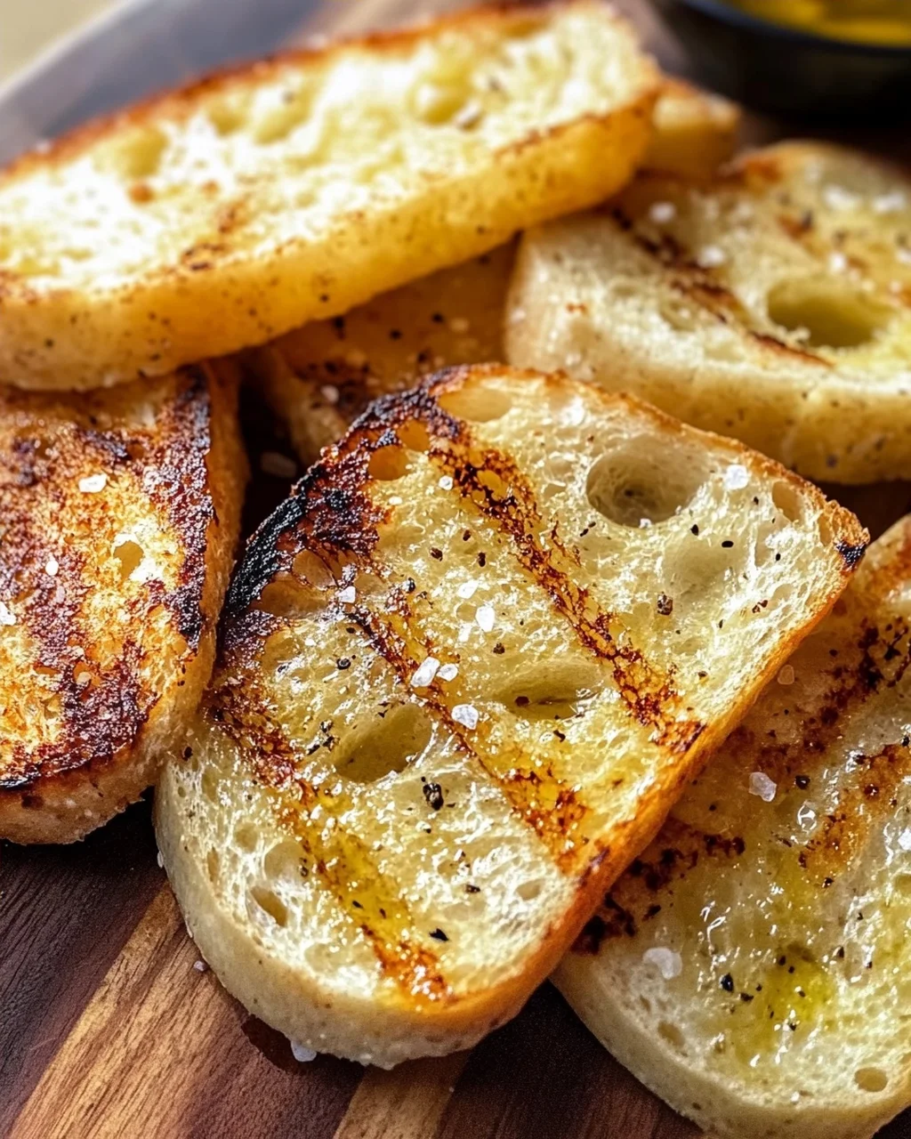 Grillbrot mit Olivenöl und Meersalz