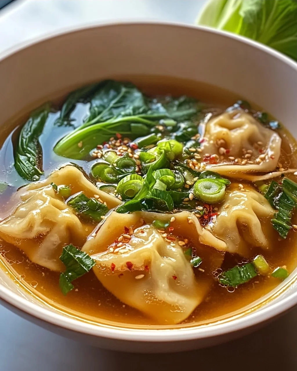 Hähnchen Ingwer Wonton Suppe: Herzhaft & Lecker mit Pak Choi!