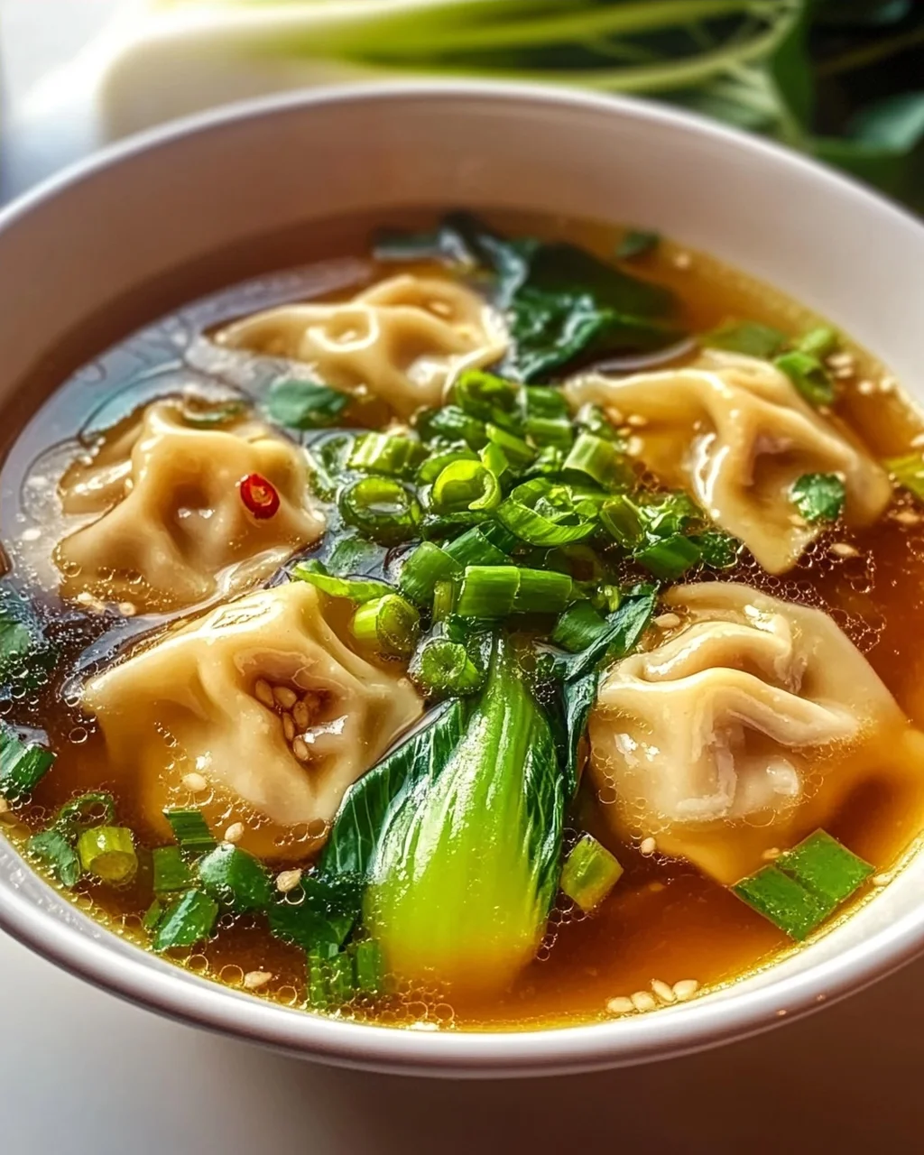 Hähnchen Ingwer Wonton Suppe: Herzhaft & Lecker mit Pak Choi!
