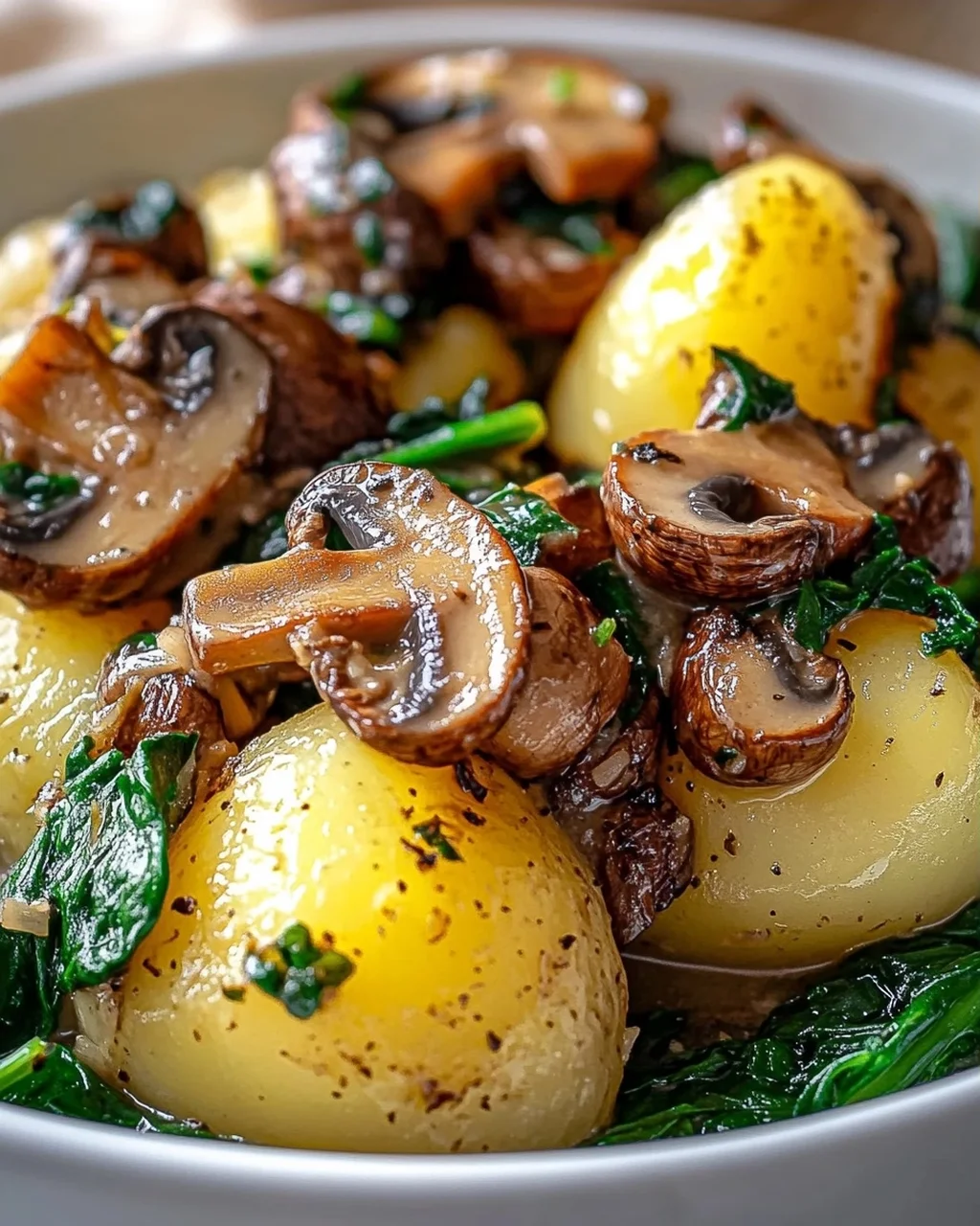 Kartoffeln, Pilze & Spinat: Schnelles Rezept – einfach lecker!