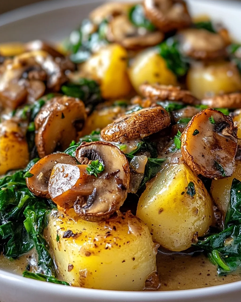 Kartoffeln, Pilze & Spinat: Schnelles Rezept – einfach lecker!