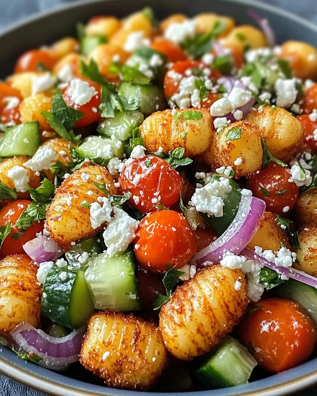 Knuspriger Gnocchi-Salat mit Joghurt-Dressing