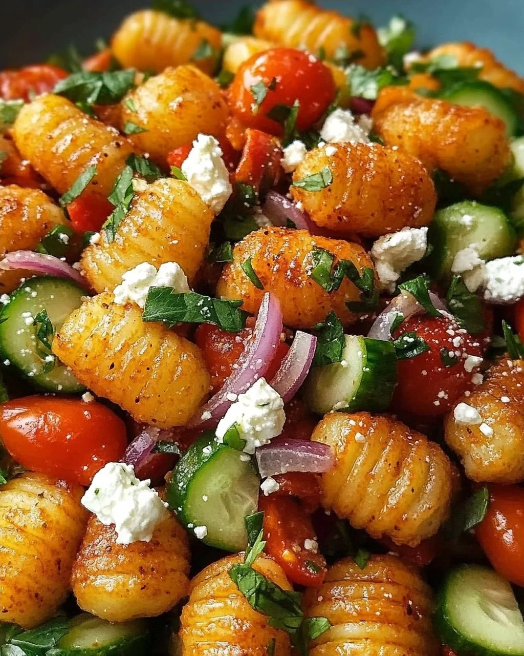 Knuspriger Gnocchi-Salat mit Joghurt-Dressing
