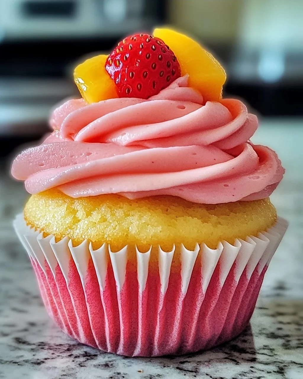Mango Erdbeer Sonnenuntergang Cupcakes für jeden Anlass