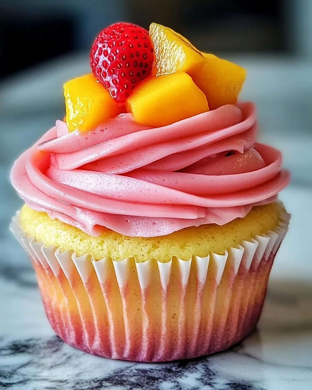 Mango Erdbeer Sonnenuntergang Cupcakes für jeden Anlass