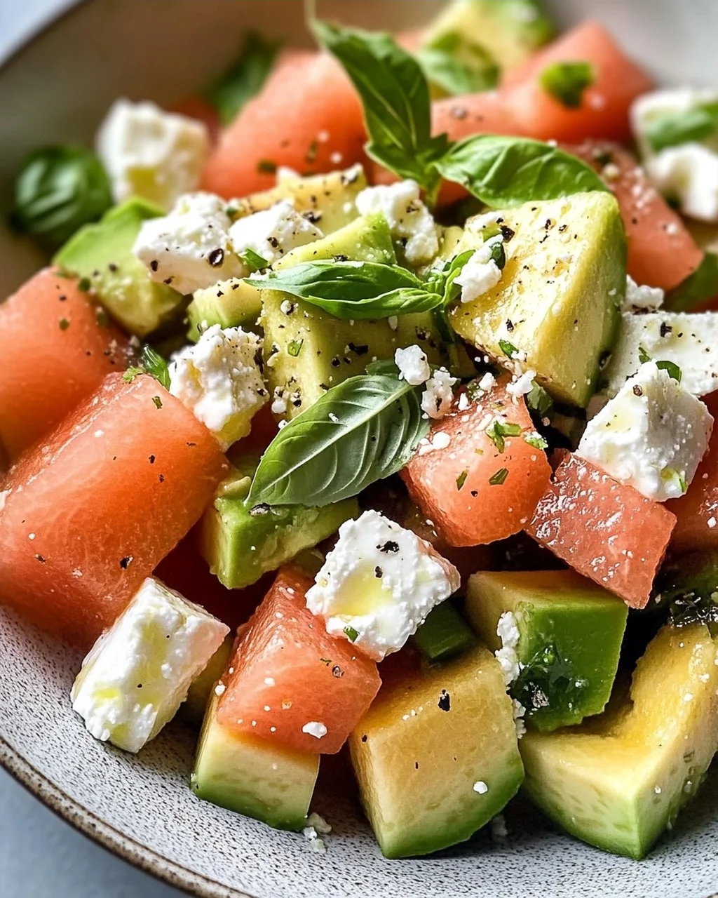 Melonen Feta Salat mit Avocado