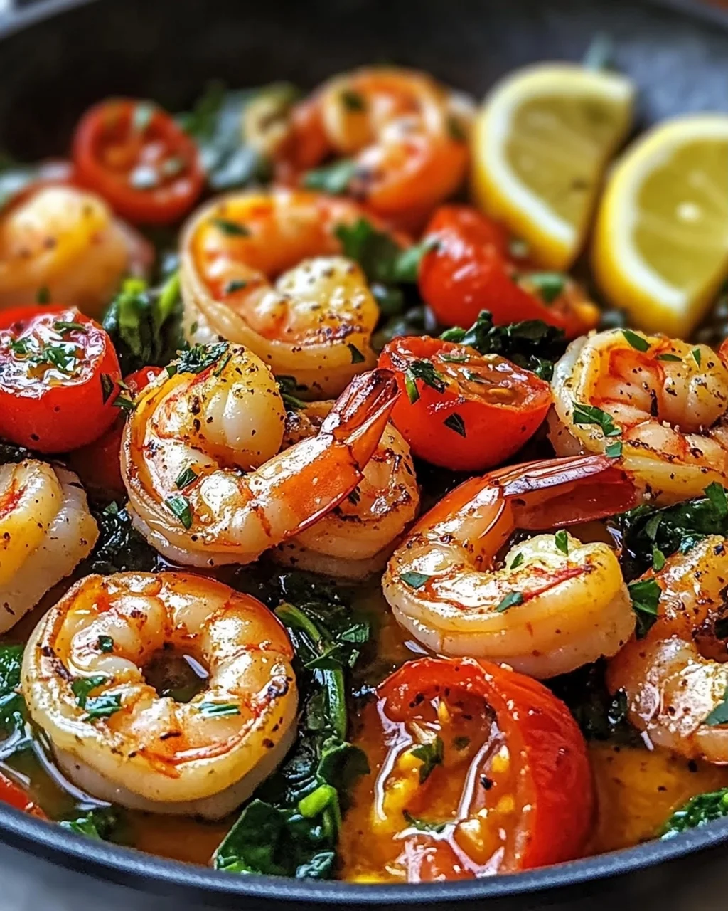 Mittelmeer Garnelen Pfanne mit Zitronen-Knoblauch-Sauce