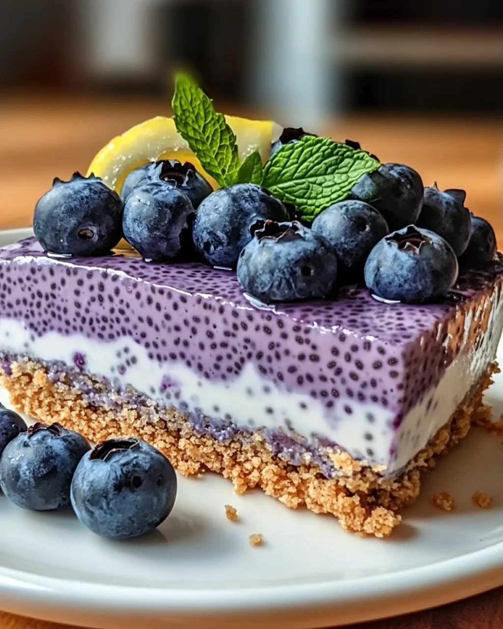 No-Bake Heidelbeer-Chia-Samen-Torte für heiße Tage