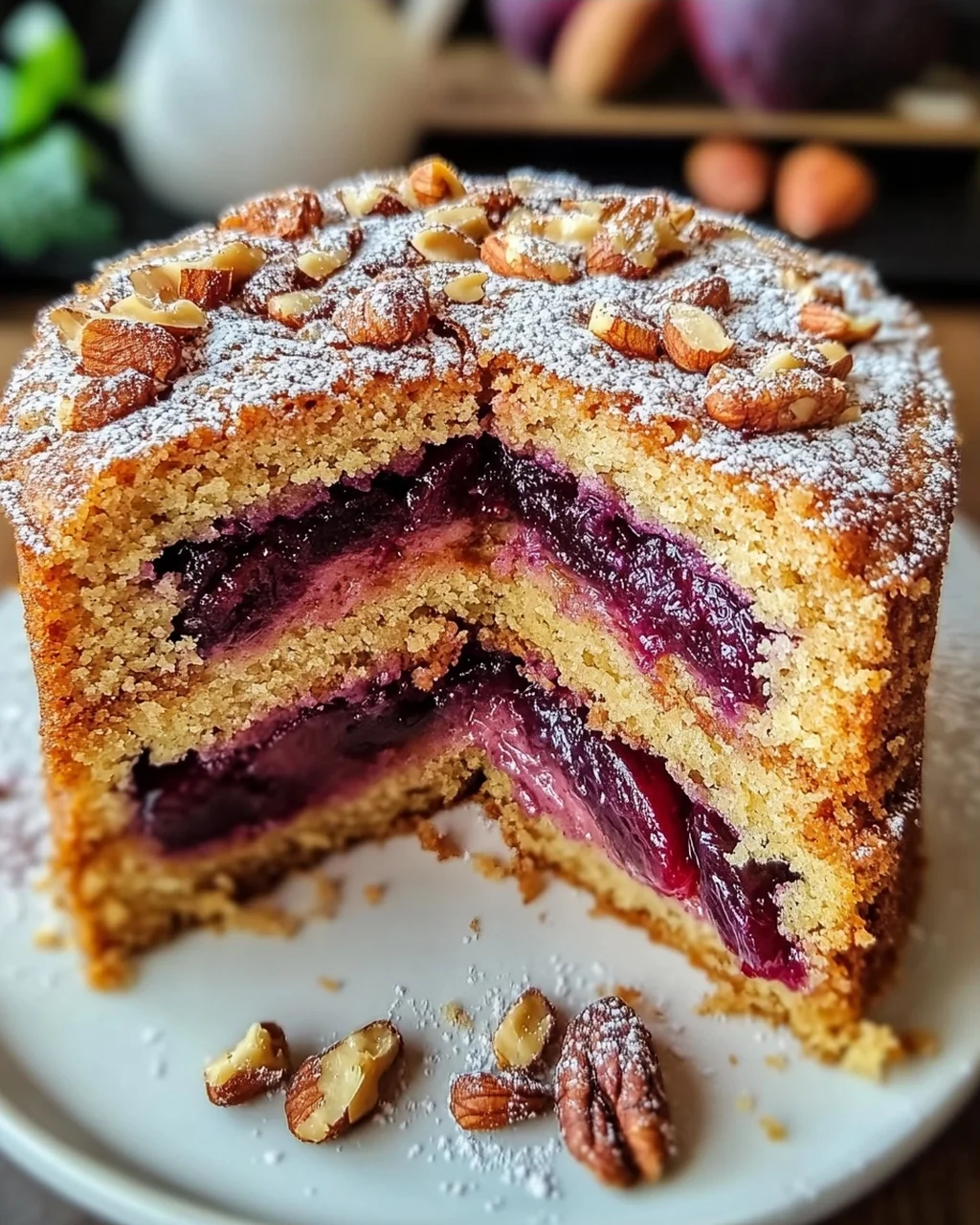 Nussiger Zimtkuchen Mit Pflaumenfüllung