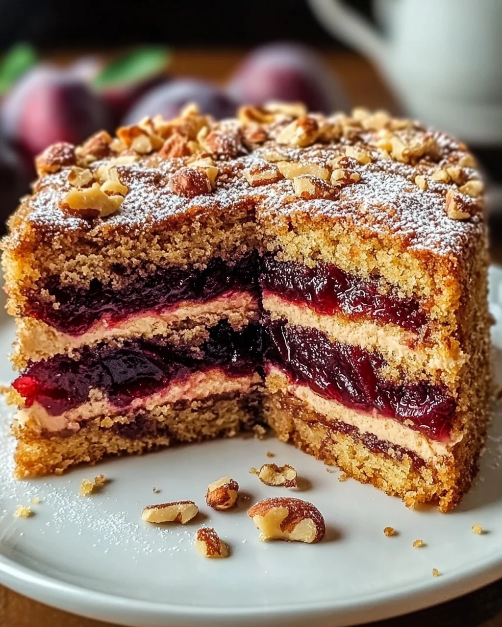 Nussiger Zimtkuchen Mit Pflaumenfüllung