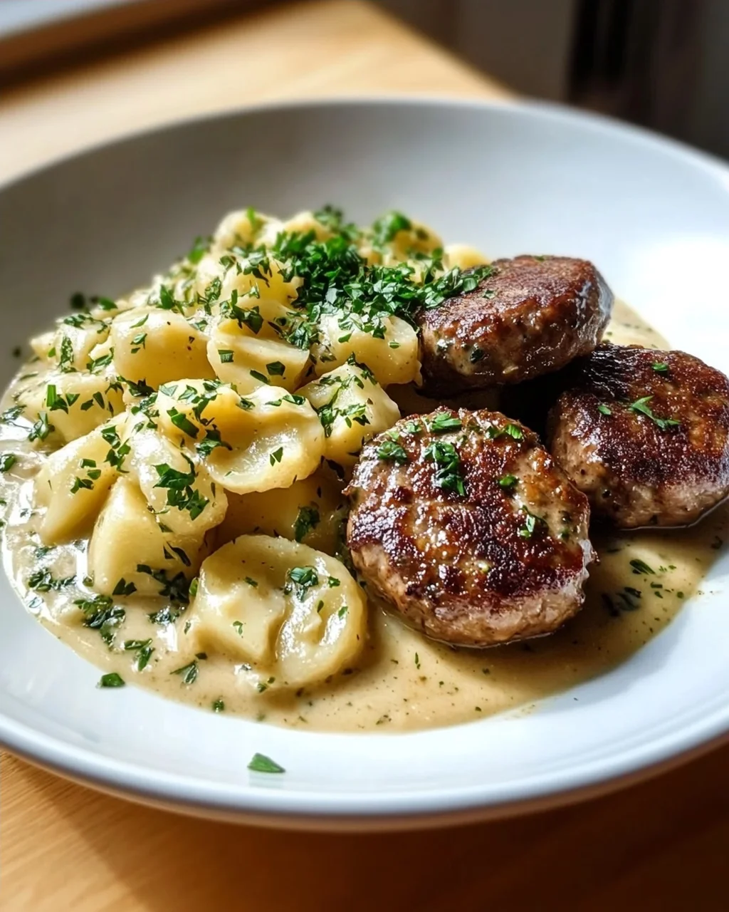 Omas Kohlrabigemüse mit Rinder-Frikadellen und Spätzle