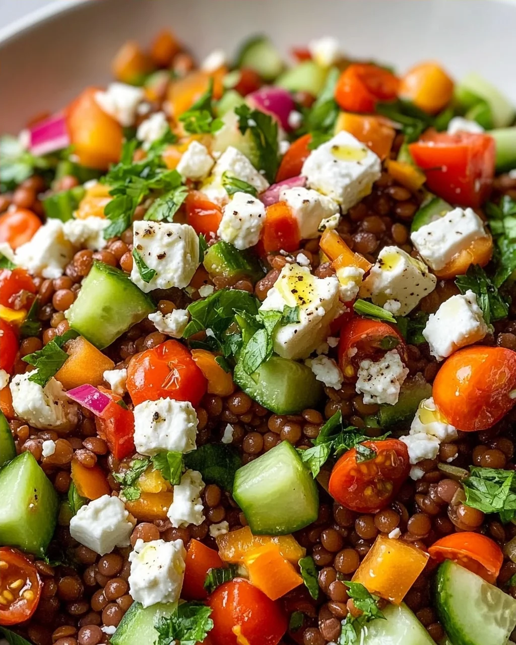 Orientalischer Linsensalat Feta