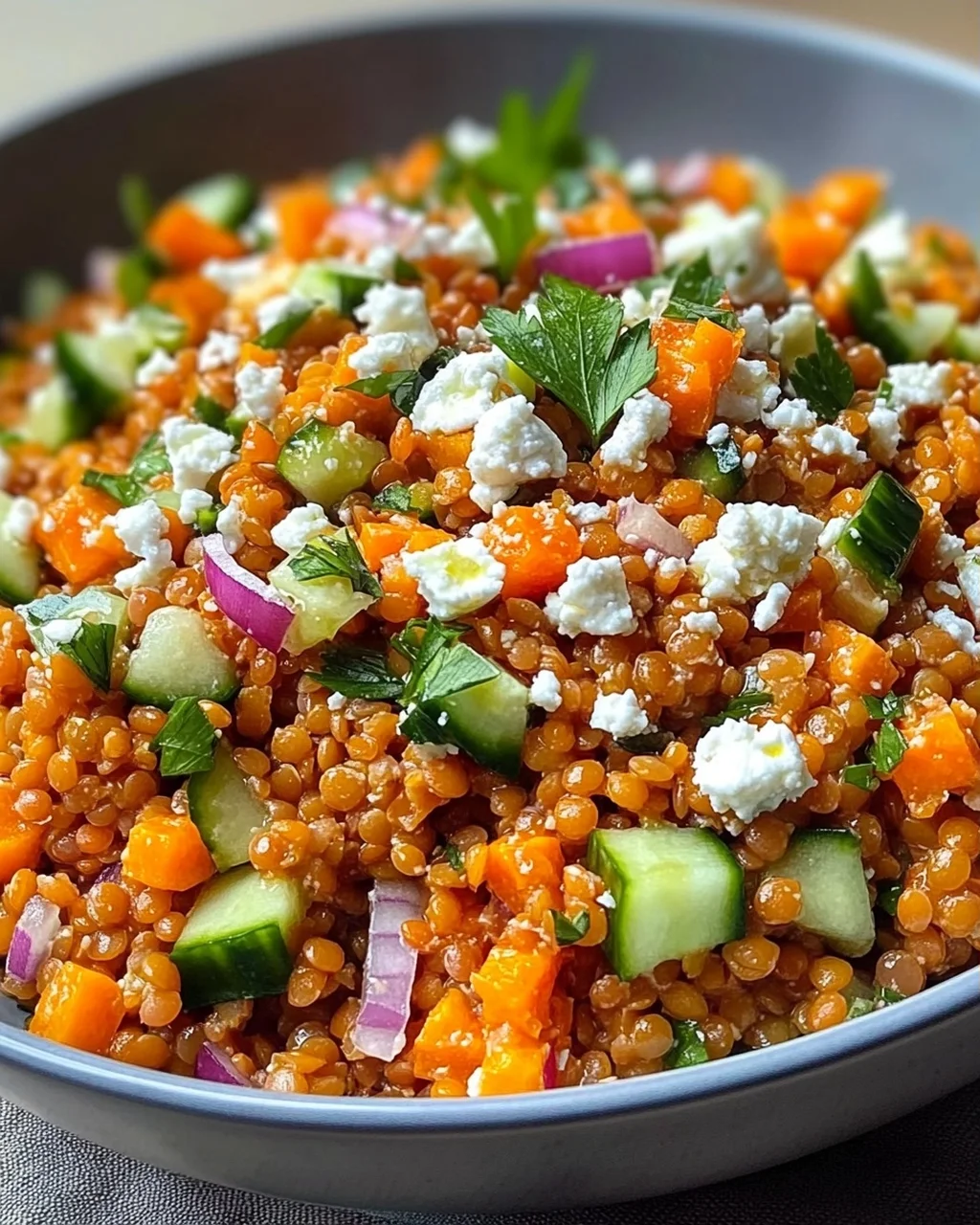 Orientalischer Rote Linsensalat mit Feta