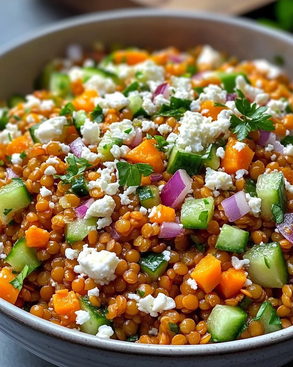 Orientalischer Rote Linsensalat mit Feta