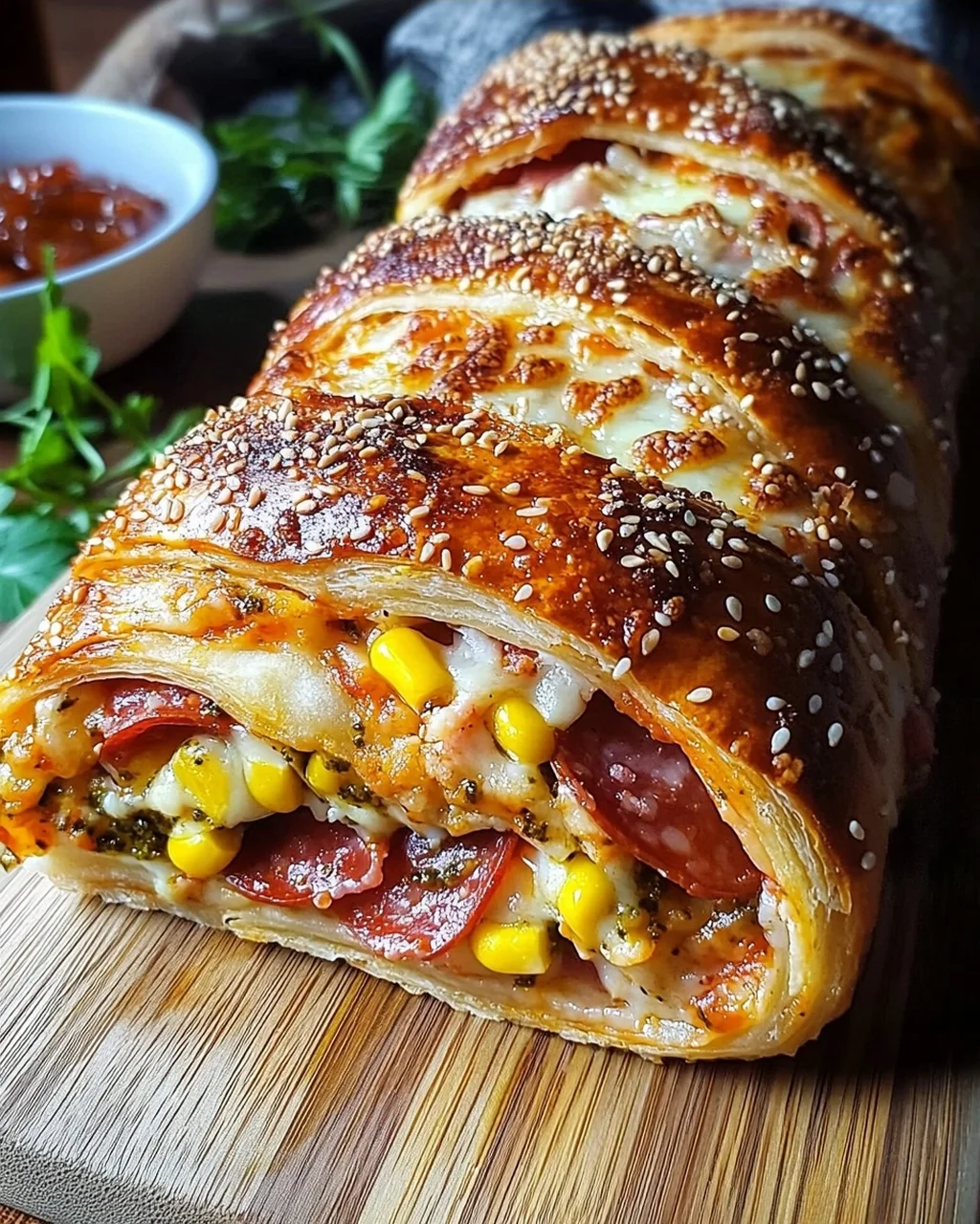 Pizza-Strudel aus fertigem Pizzateig