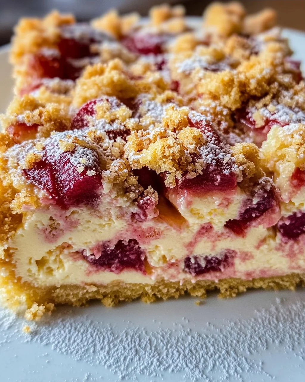 Rhabarber-Cheesecake mit Streuseln - Rhabarber Käsekuchen