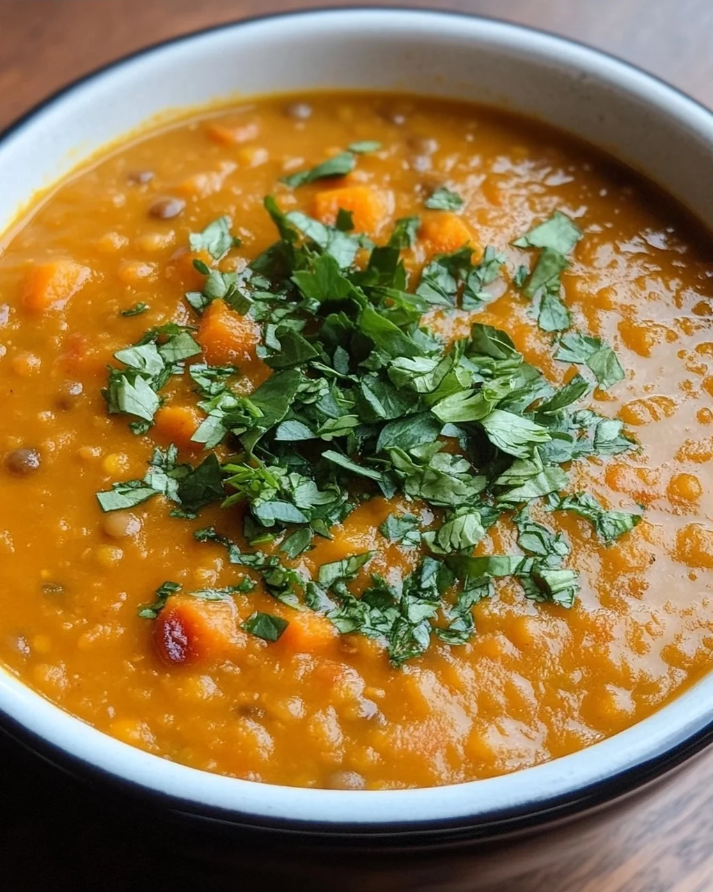 Rote Linsensuppe mit Süßkartoffeln