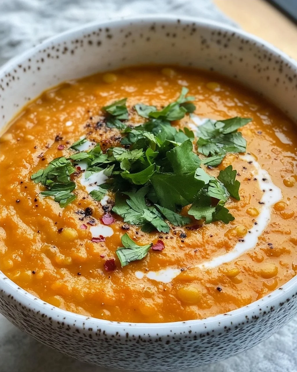 Rote Linsensuppe mit Süßkartoffeln