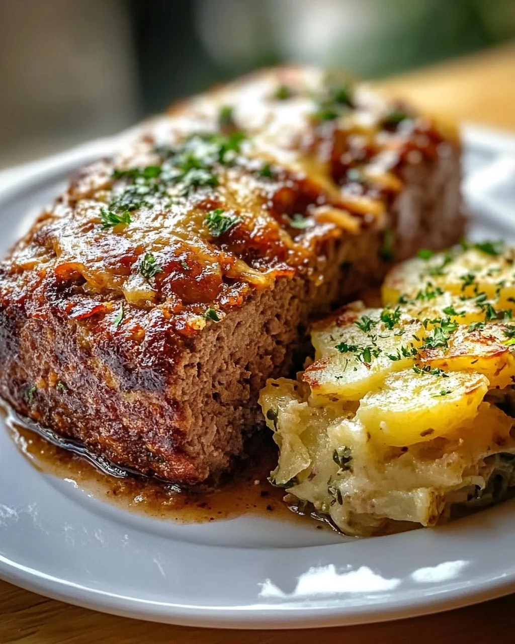 Rustikaler Hackbraten & extra cremiges Kartoffelgratin in Sahne