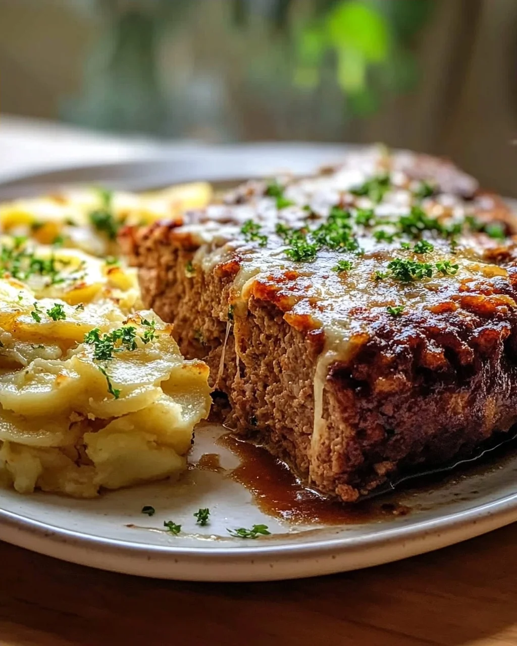Rustikaler Hackbraten & extra cremiges Kartoffelgratin in Sahne