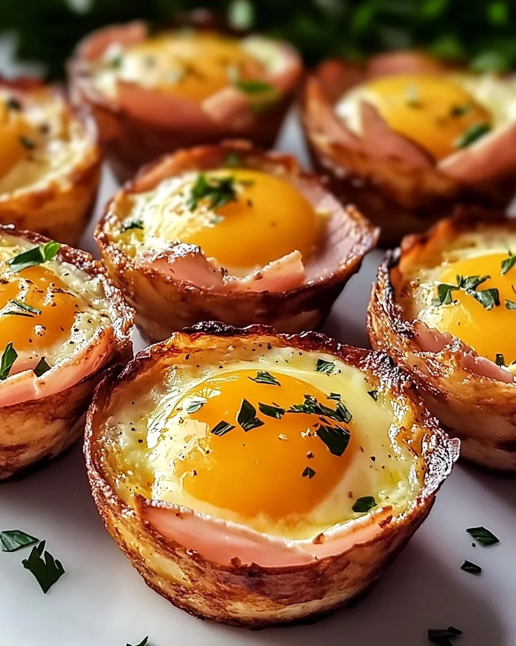 Schinken und Käse Eierbecher für schnelles Frühstück