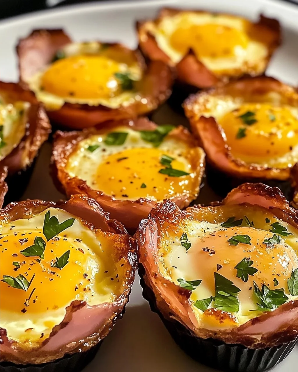 Schinken und Käse Eierbecher für schnelles Frühstück