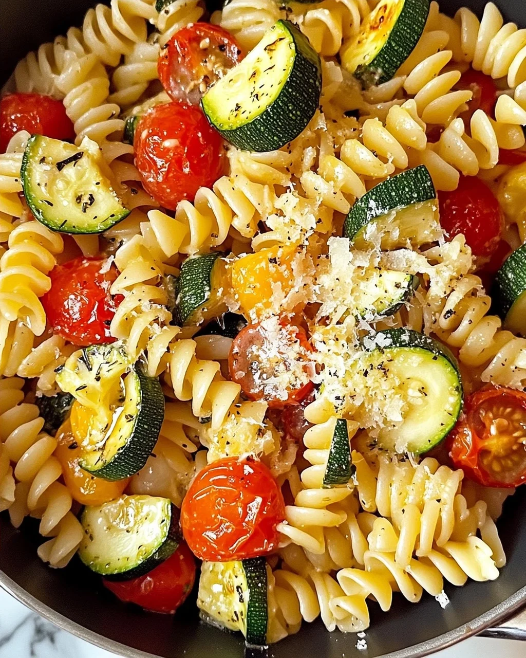 Schnelle Tomaten-Zucchini-Pasta für jeden Tag