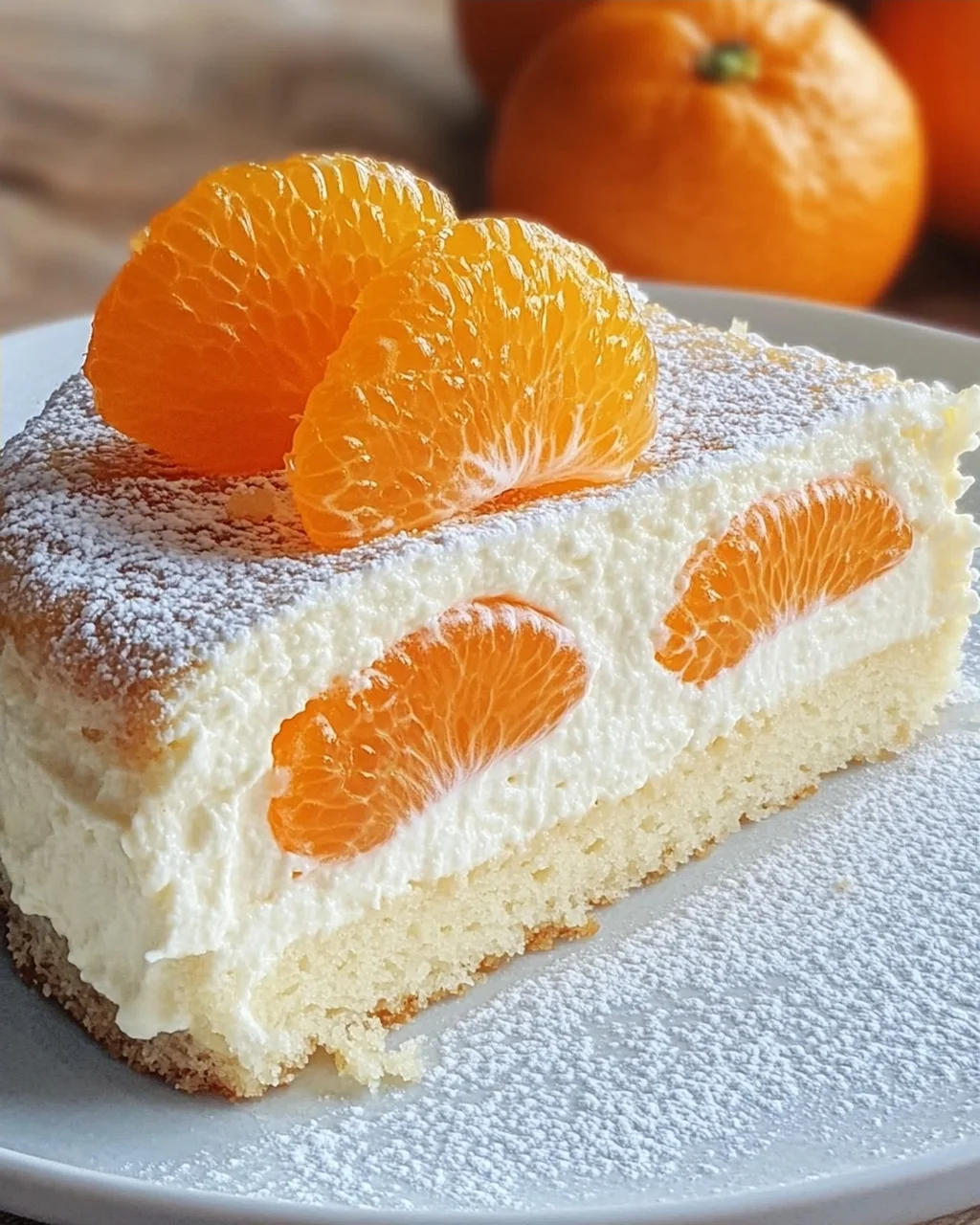 Schneller Schmandkuchen mit Mandarinen vom Blech