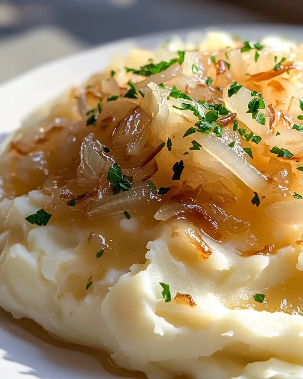 Unwiderstehliche Knoblauchbutter-Zwiebelsauce für Püree