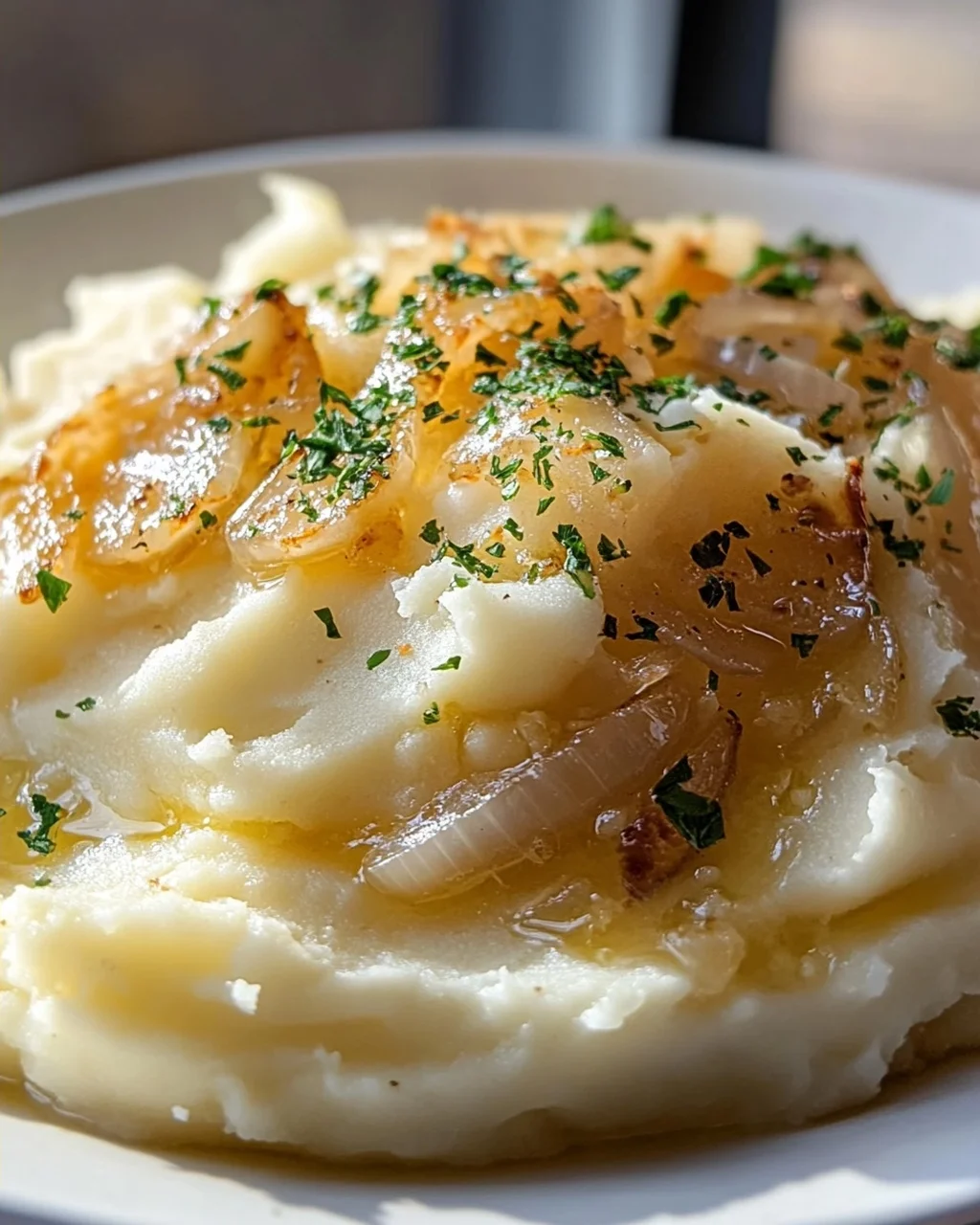Unwiderstehliche Knoblauchbutter-Zwiebelsauce für Püree