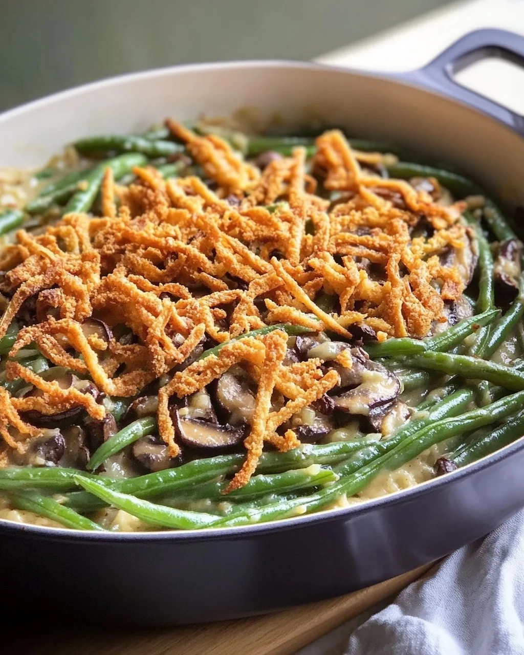 Vegane grüne Bohnenauflauf