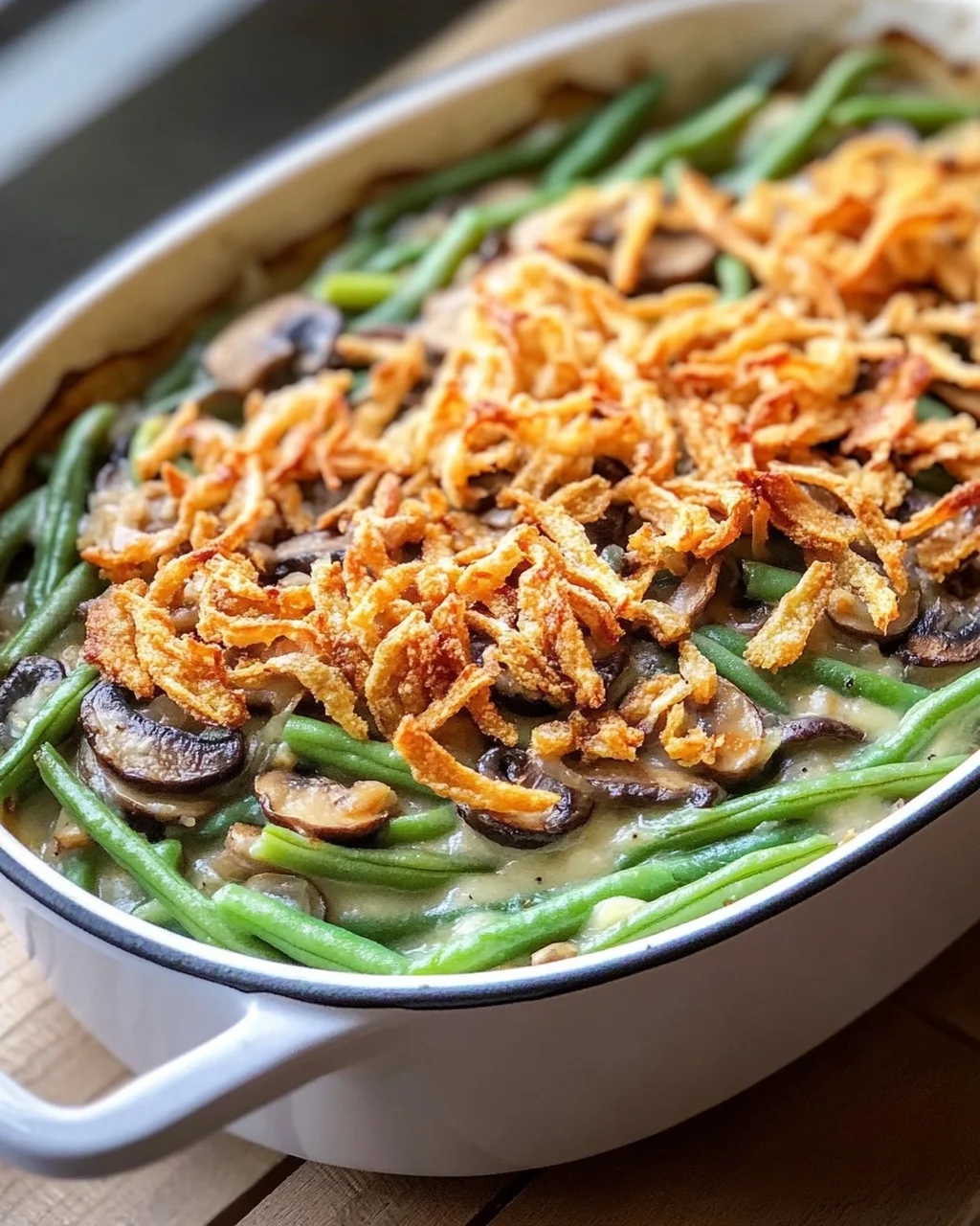 Vegane grüne Bohnenauflauf