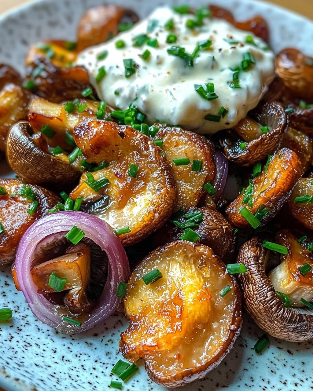 gebratene Champignons mit Knoblauchdip (Rezept wie vom Weihnachtsmarkt)